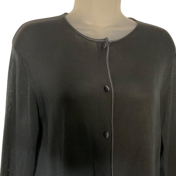 Talbots Petites Womens 100% Silk Black Cardigan Sweater Size 14  Button Front - Picture 2 of 7